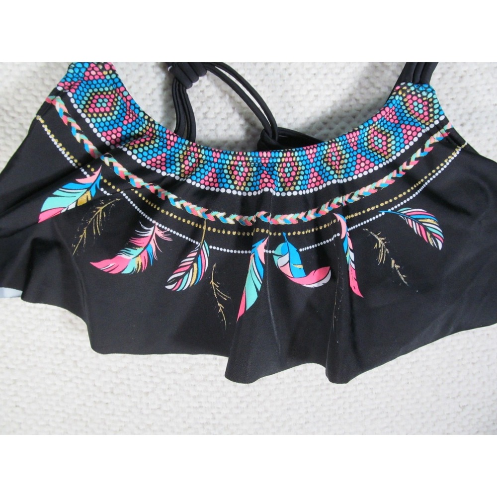 Op Ocean Pacific Swim‎ Top Tankini Womens Junior Small 3/5 Embroidered Boho - Picture 7 of 11